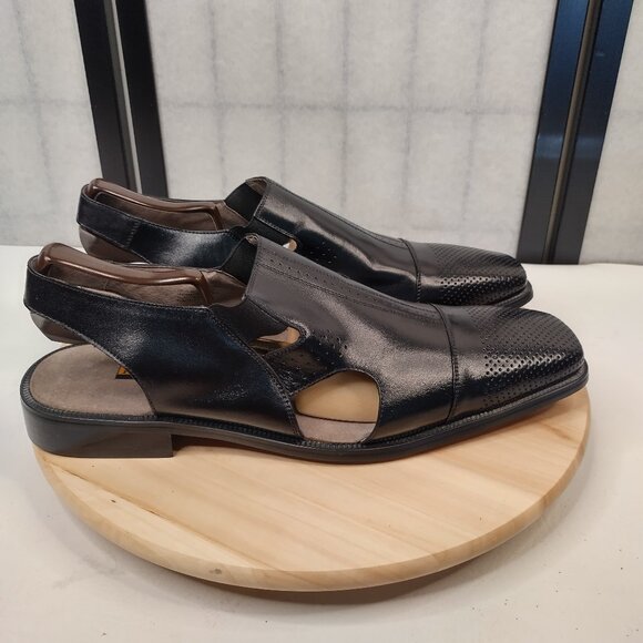 STACY ADAMS Black Closed Toe Slingback Leather Sandals Shoes Men US 15M - Picture 1 of 12